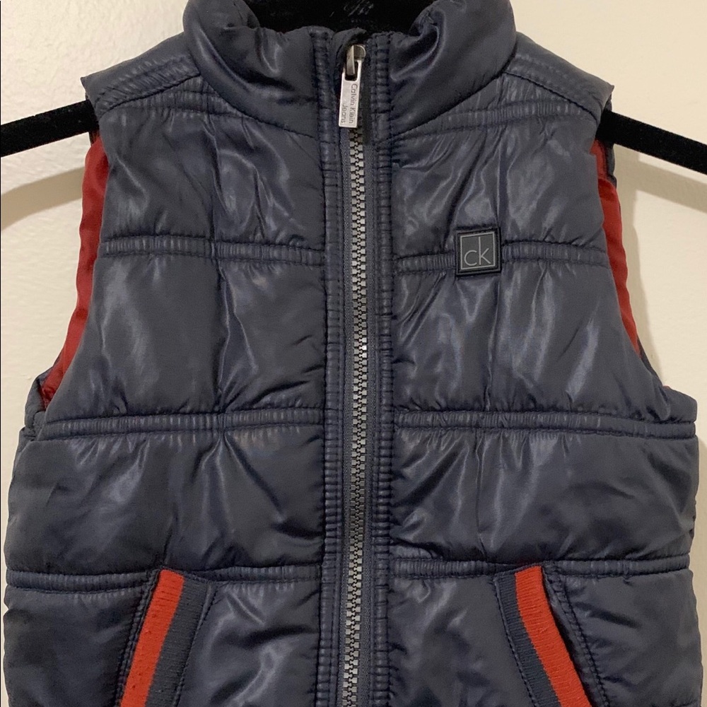 Blue and red kids Calvin Klein jeans puffer vest